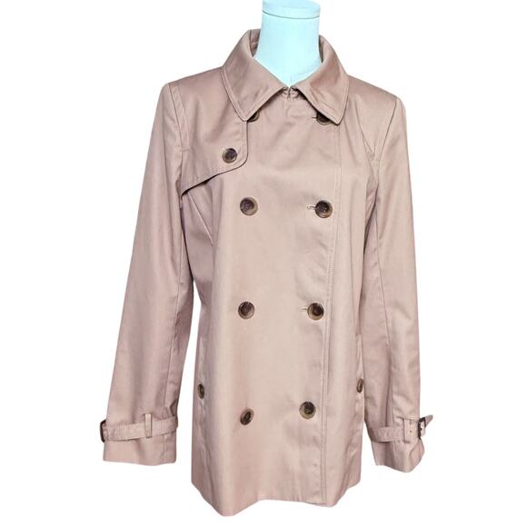 J. Crew Collection Icon Trench Coat Jacket Light Khaki Size 12 Button Closure - Picture 1 of 12